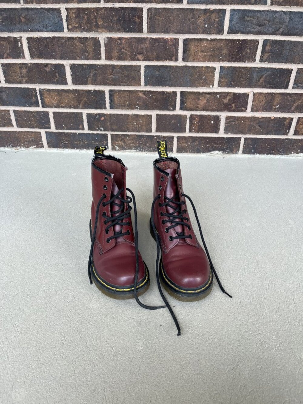 Dr. Martens Classic Leather Lace Up Boots Cherry Red
